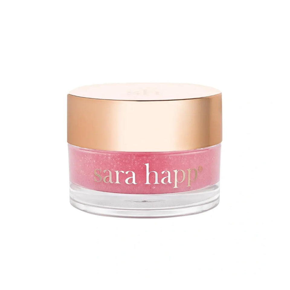 Sara Happ front packaging showing pink grapefruit jar and benefit of smooth lips