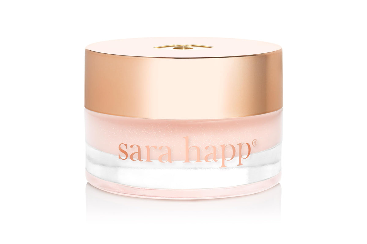 Sara Happ front tube view showing elegant packaging and product identity