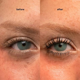 SARELLY before and after lashes illustrating dramatic volume and length benefit
