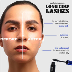 SARELLY before and after lashes comparison highlighting visible lengthening benefit