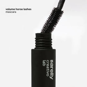 SARELLY close-up mascara stroke showing rich black pigment and smooth application