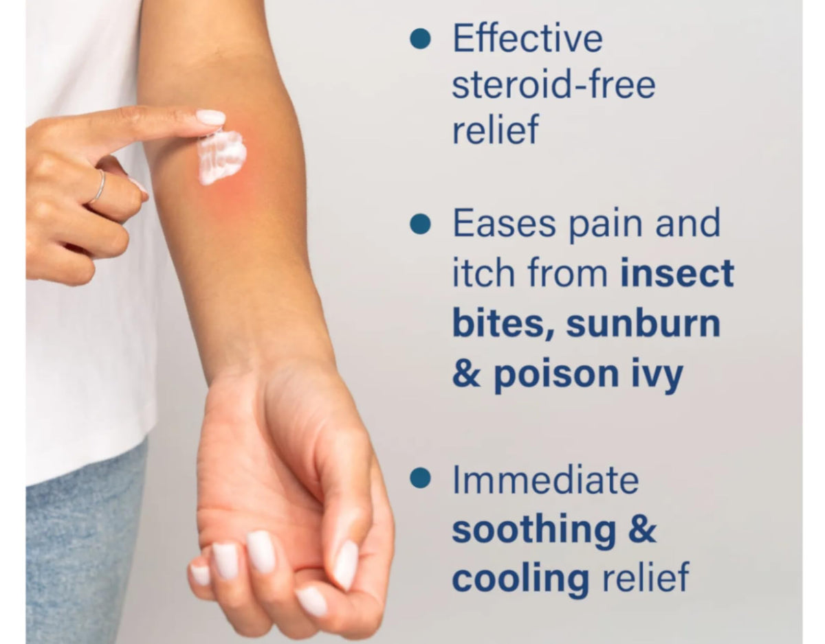 Sarna in outdoor first-aid kit showing portable itch relief on the trail