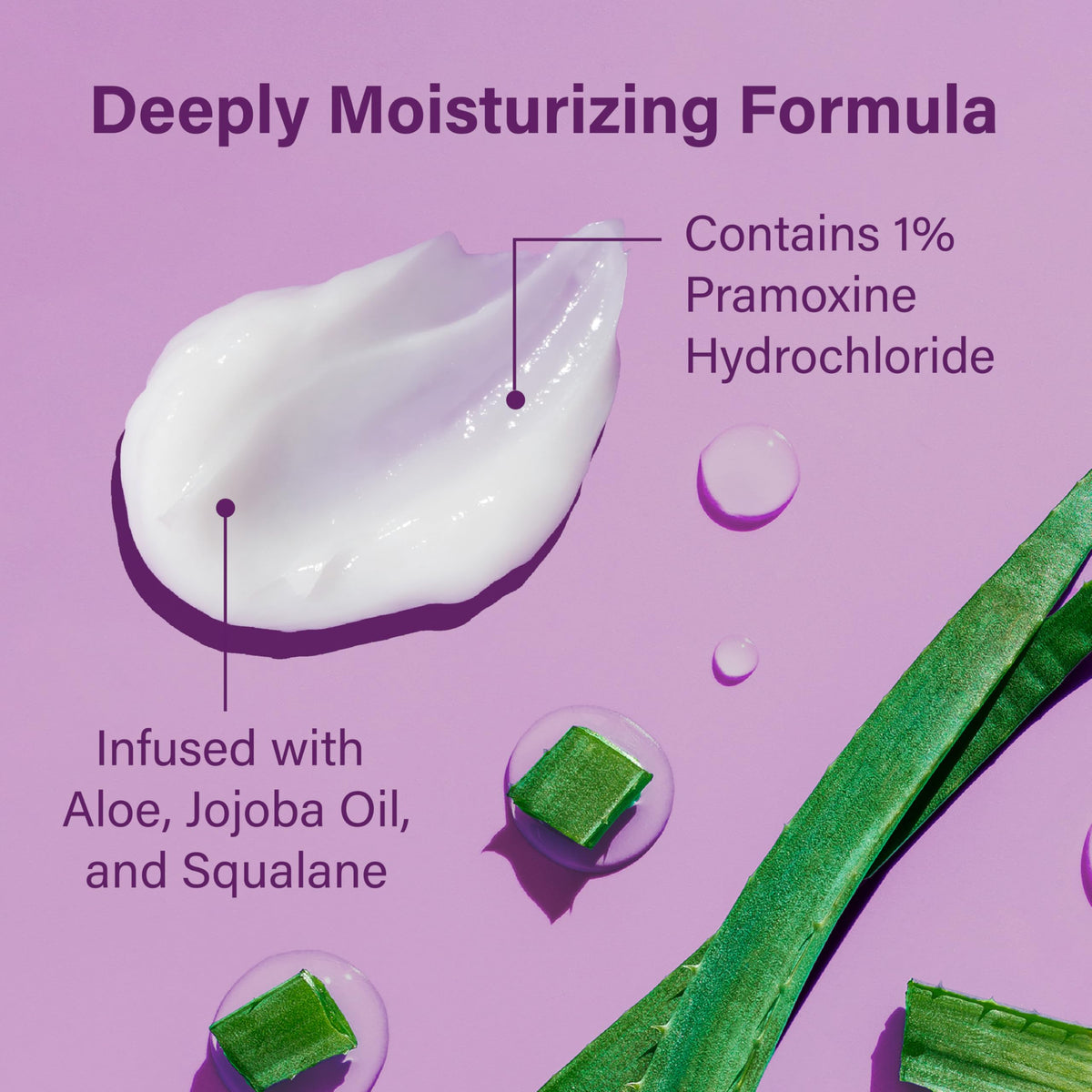 Sarna sensitive ingredients label showing pramoxine and hydrating botanicals for reassurance