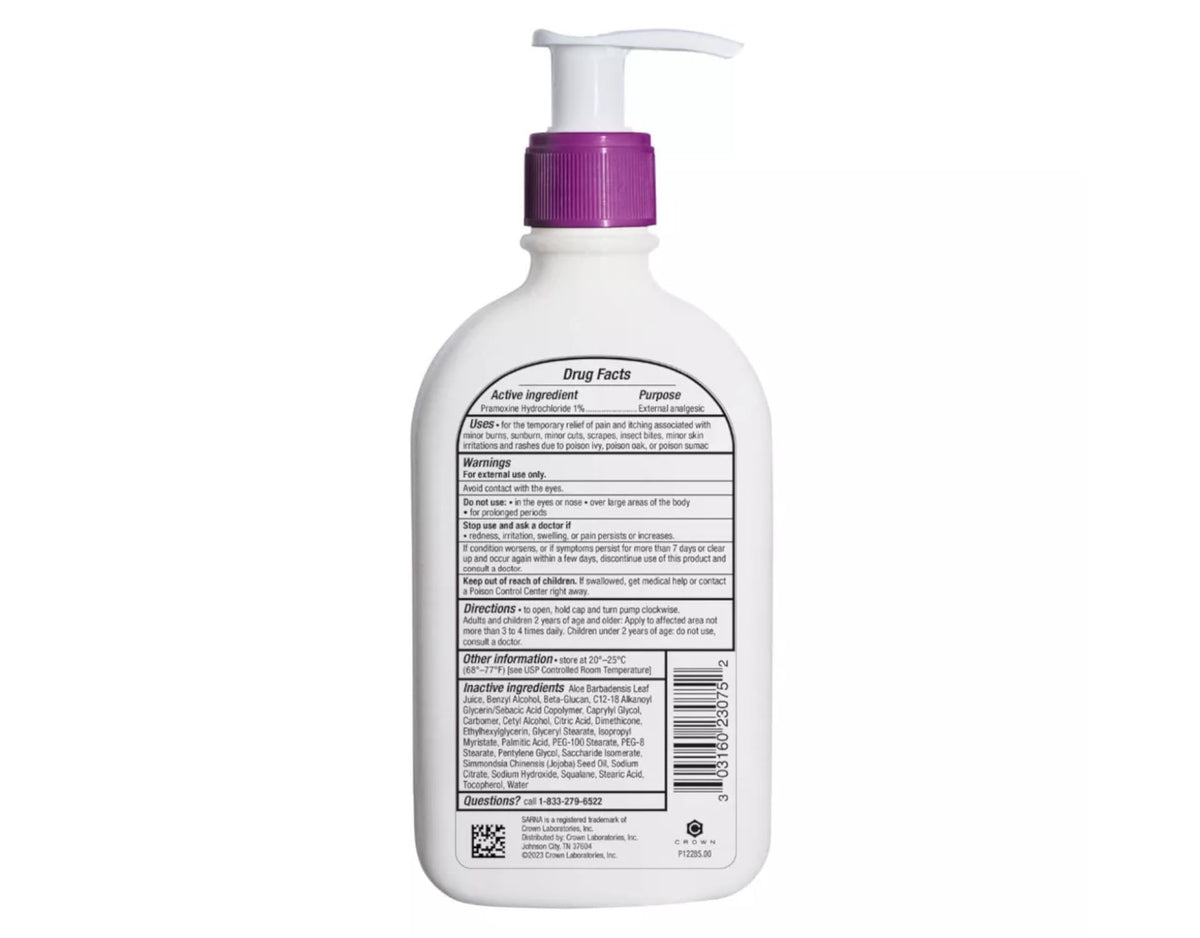 Sarna lotion texture close-up showing smooth, non-greasy consistency