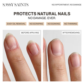 Sassy Saints included mini file and wooden cuticle stick for smooth, salon edges