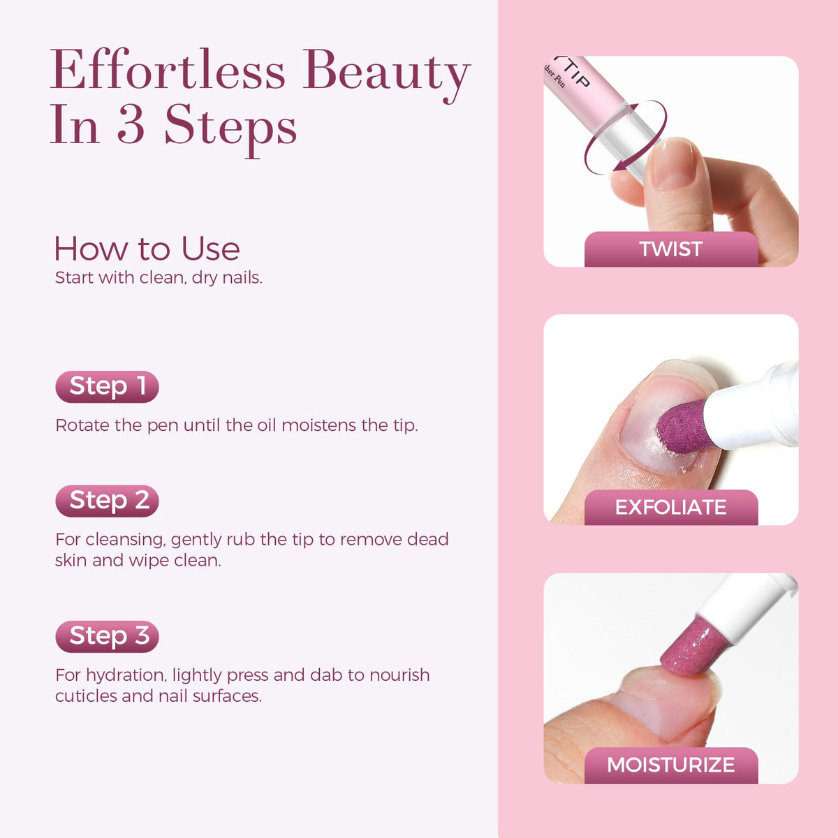 SASSYTIP gel being applied to a finger for quick softening benefit
