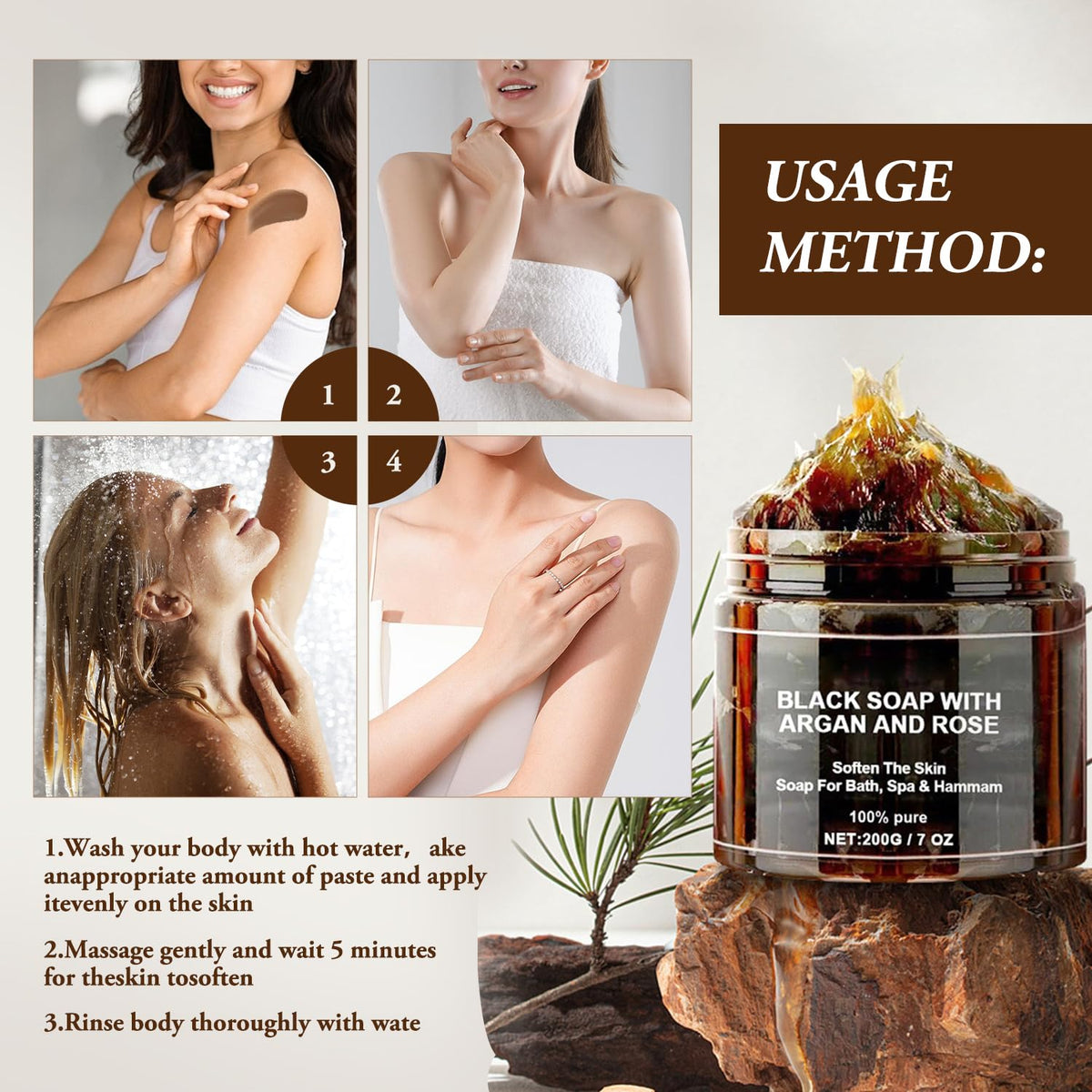 satasiam creamy soap lather on skin for deep-clean feeling