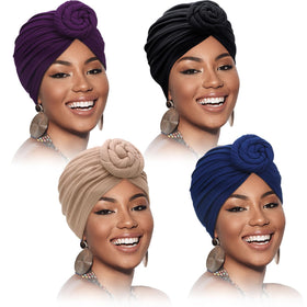 SATINIOR front view showing four solid-color turbans for versatile outfits
