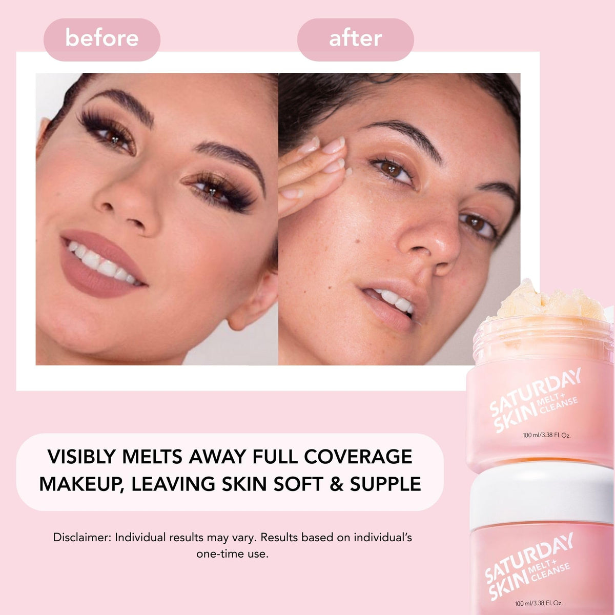 Saturday Skin emulsifying into a milky rinse with water for gentle removal