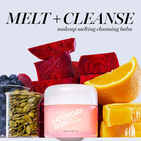Saturday Skin balm texture close-up showing buttery consistency for easy melting