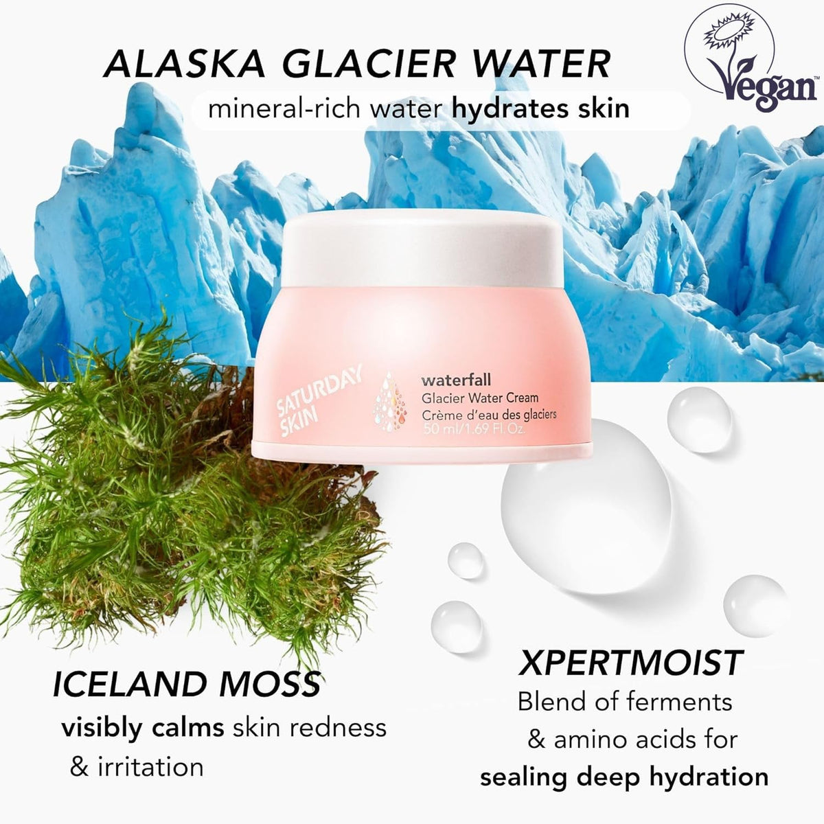 Saturday Skin open jar top view revealing lightweight water-gel benefit