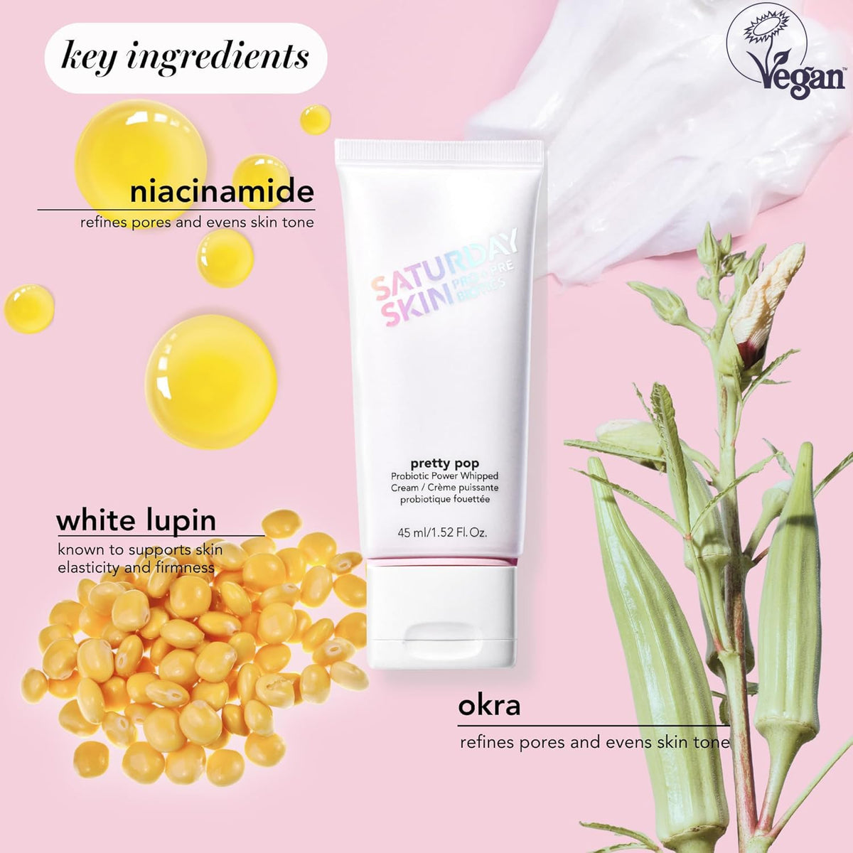Saturday Skin open jar top-down view revealing fluffy cream and easy scoopability