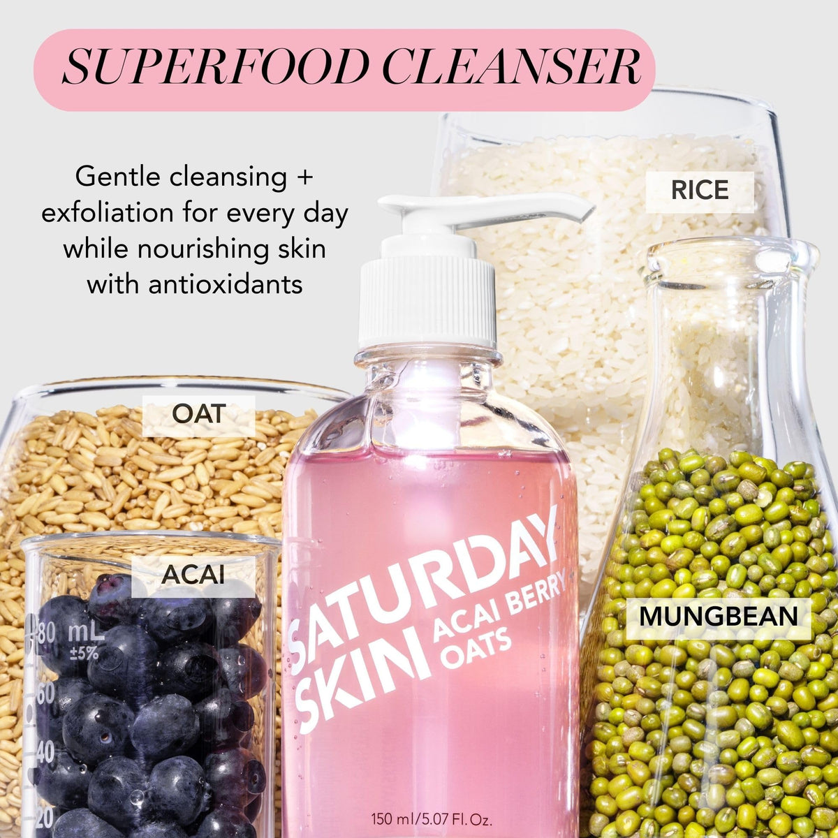 Saturday Skin gel texture close-up foam demonstrating gentle, hydrating cleanse