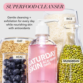 Saturday Skin gel texture close-up foam demonstrating gentle, hydrating cleanse