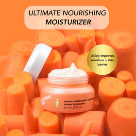 Saturday Skin cream texture close-up showing rich non-greasy finish and hydration