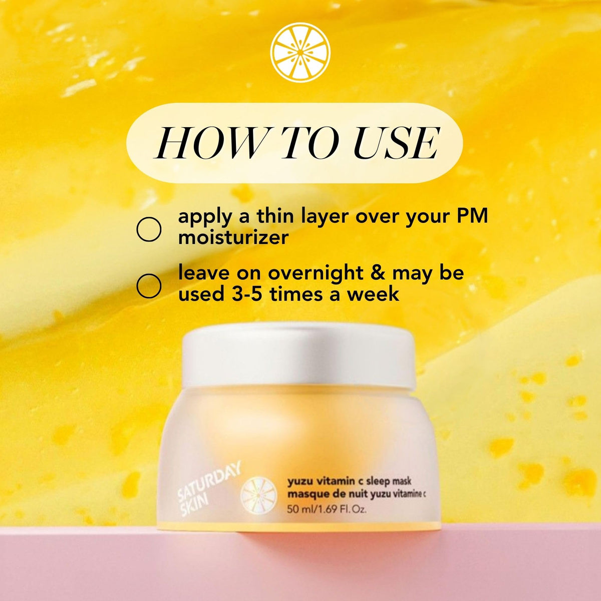 Saturday Skin jar on bedside table illustrating overnight use and morning radiance benefit