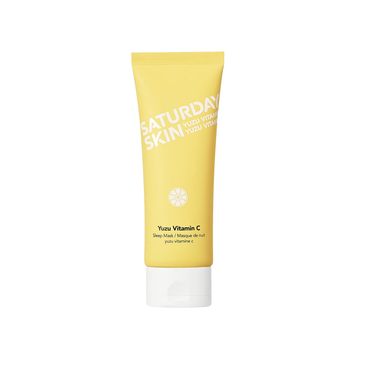 Saturday Skin tube front view showing product and benefits