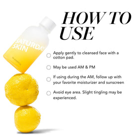 Saturday Skin application with cotton pad showing gentle, prep-for-serum benefit
