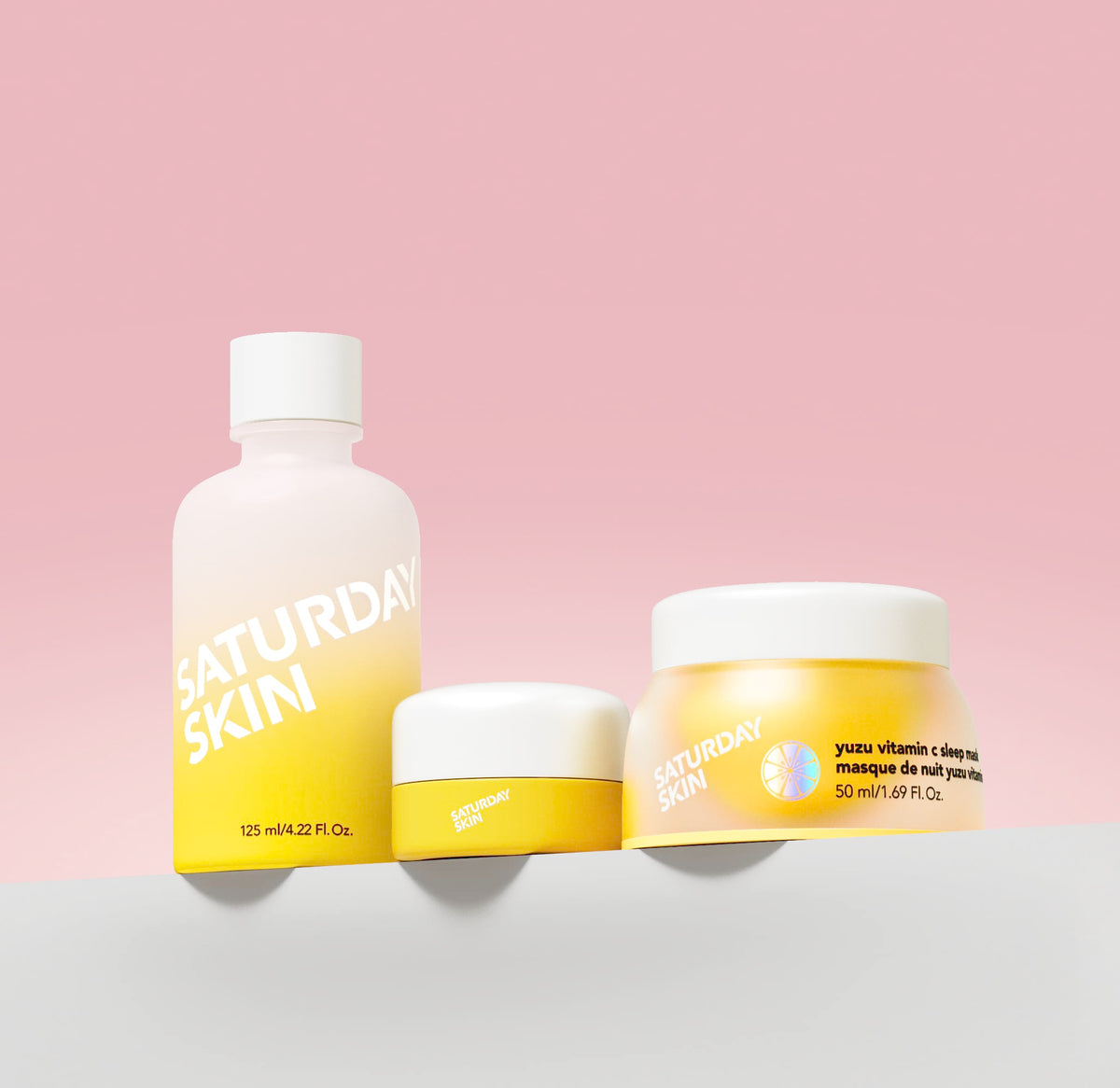 Saturday Skin toner placed on bathroom shelf suggesting easy daily use