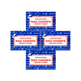 Satya pack front view showing four 150 g bars, brand fragrance clarity