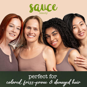 SAUCE BEAUTY avocado oil and ingredients styling to show nourishing natural benefit