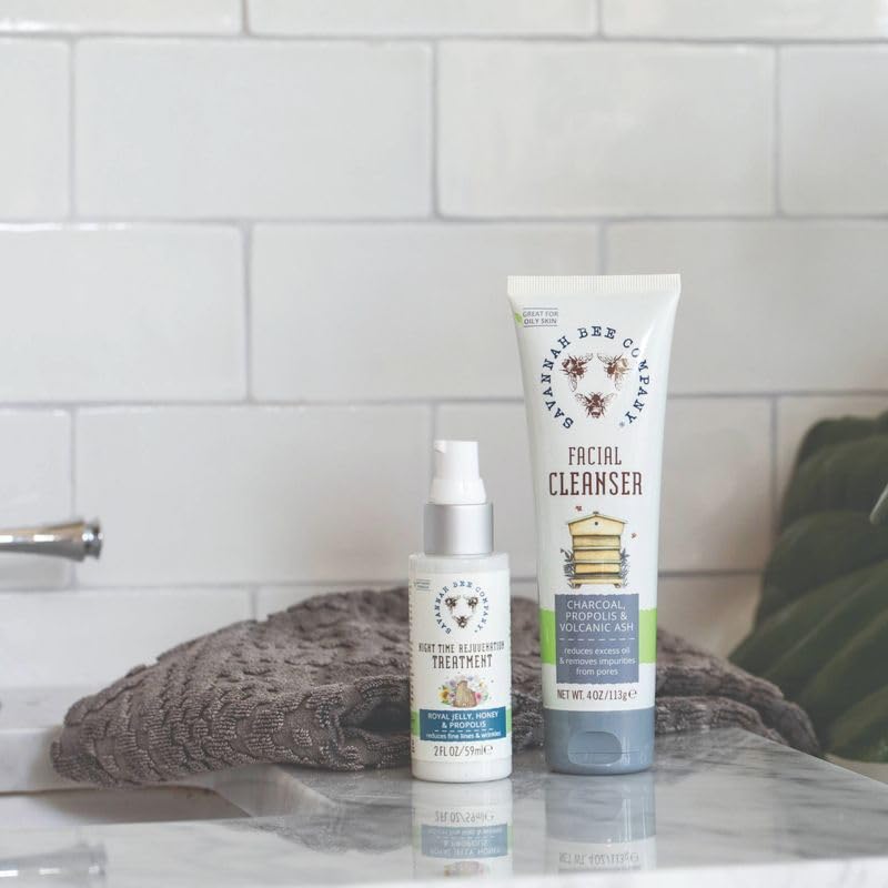 Savannah Bee Company lifestyle bathroom shot showing refreshed skin routine benefits