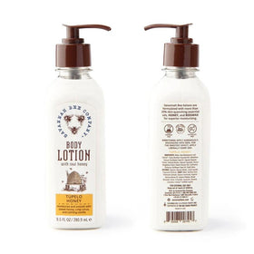 Savannah Bee Company lotion on bathroom shelf in lifestyle setting for daily-use benefit