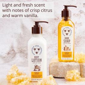 Savannah Bee Company lotion applied to hand demonstrating smooth non-sticky benefit