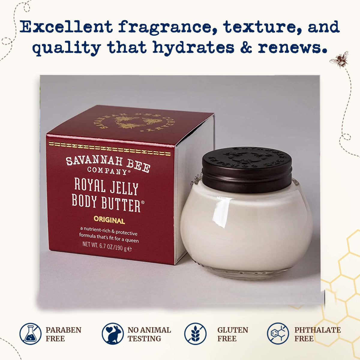 Savannah Bee Company applying body butter to hand to demonstrate quick absorption