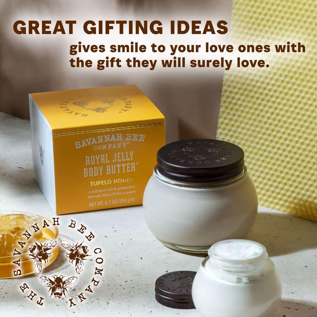 savannah bee jar next to lip balm showing 1.65 oz travel-friendly scale benefit
