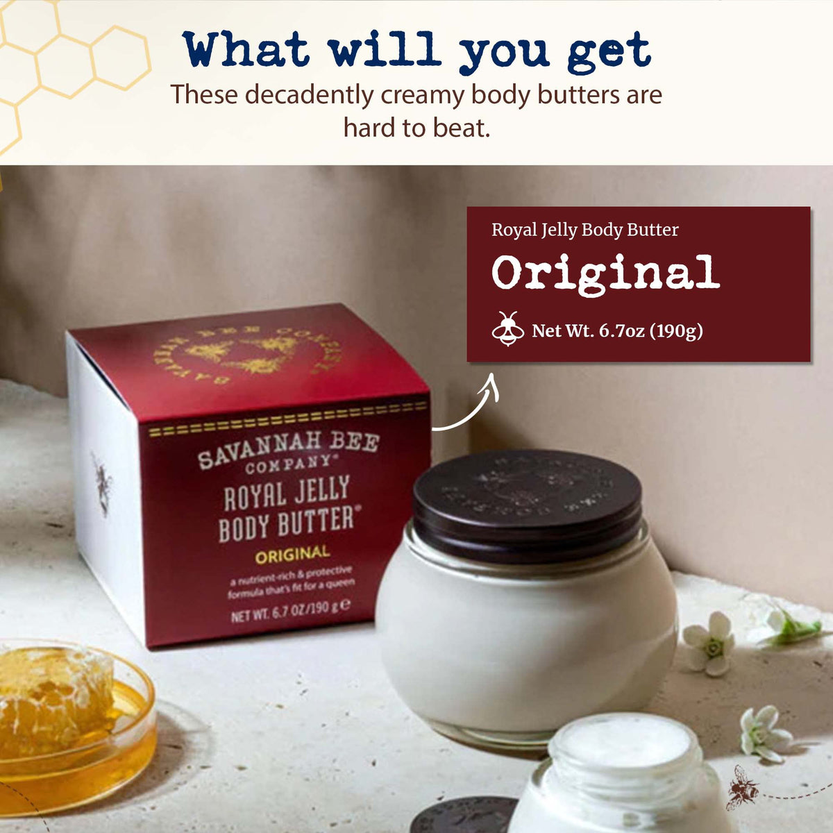 Savannah Bee Company ingredients arranged showing honey and oils for nourishment