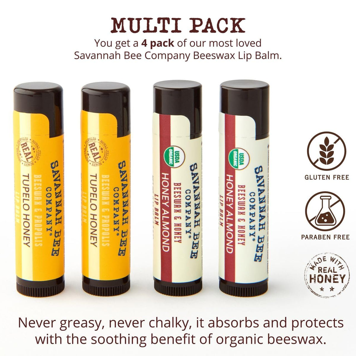 Savannah Bee tube close-up showing label detail and easy twist cap for quick application