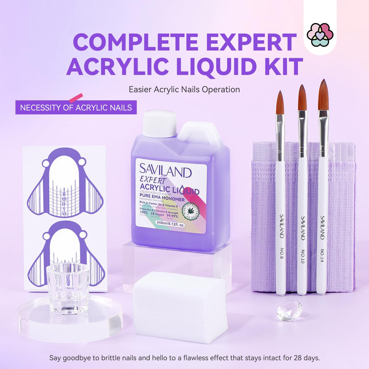 SAVILAND acrylic brushes close-up highlighting precision and easy sculpting benefit