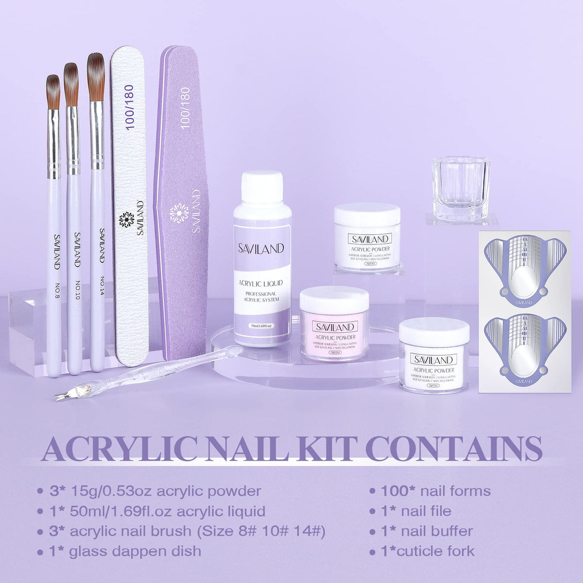 SAVILAND acrylic powders close-up highlighting texture and color clarity