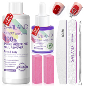 SAVILAND bottle front view showing label and fast acetone removal benefit