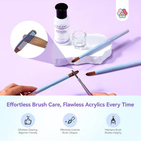 SAVILAND brush applying acrylic demonstrating control for neat nail shaping