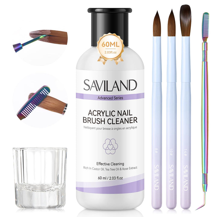 SAVILAND front view of three brushes showing sizes and professional finish benefit