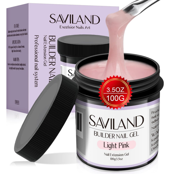 SAVILAND builder gel front jar showing product and neat packaging benefit durable supply