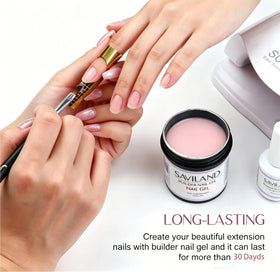 SAVILAND builder gel salon lifestyle shot with technician using product for professional results benefit
