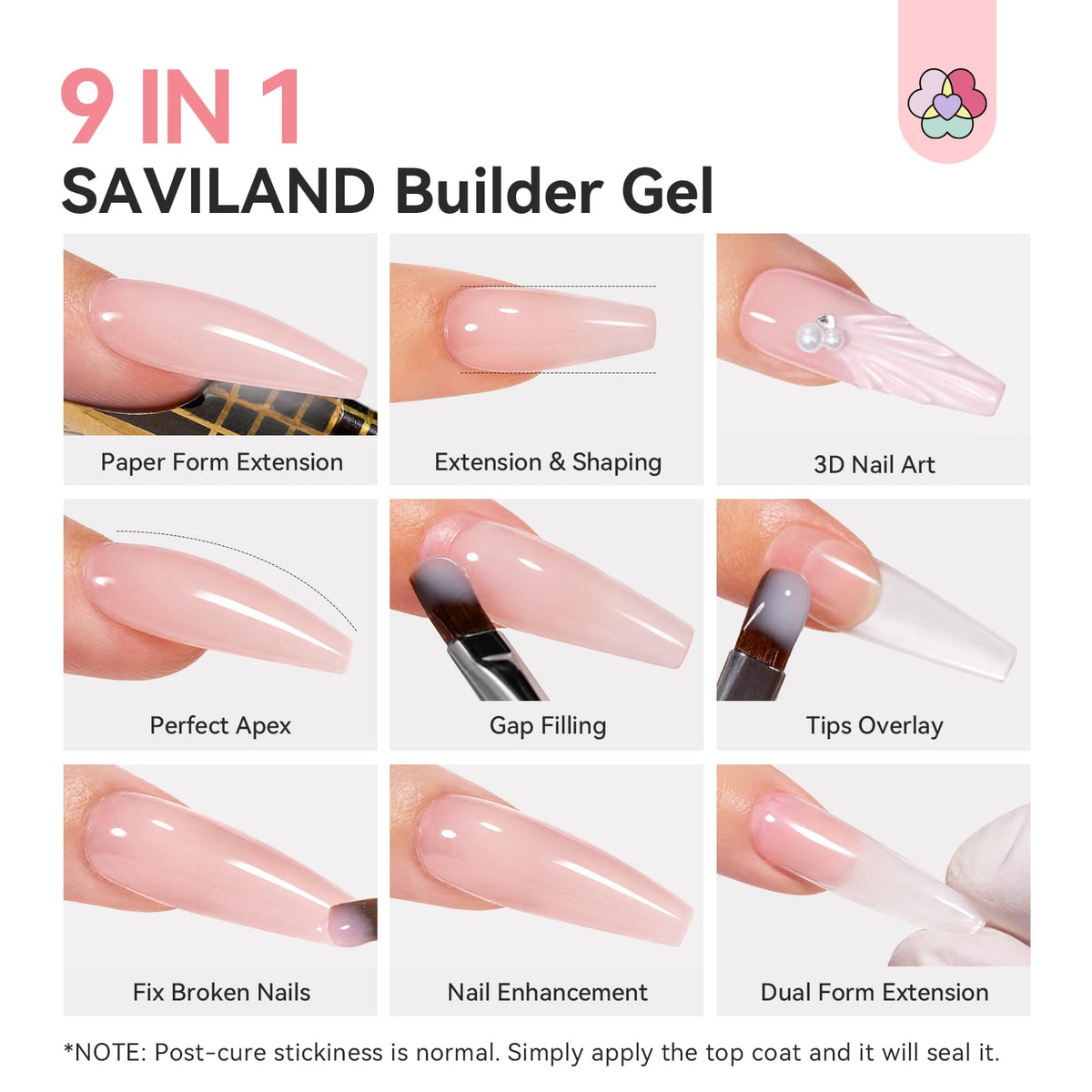 SAVILAND builder gel texture closeup revealing medium thickness for precise shaping benefit