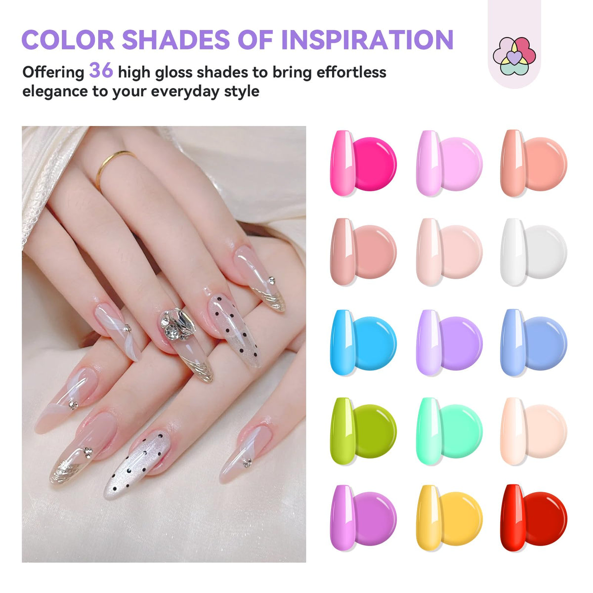 SAVILAND 36-color poly gel display highlighting variety for creative looks