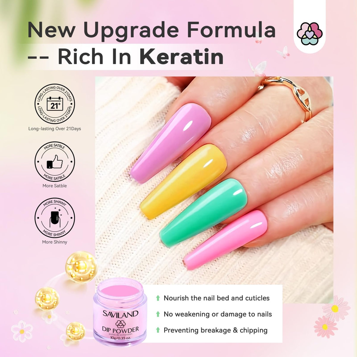 SAVILAND finished nails lifestyle image showing glossy long-lasting wear