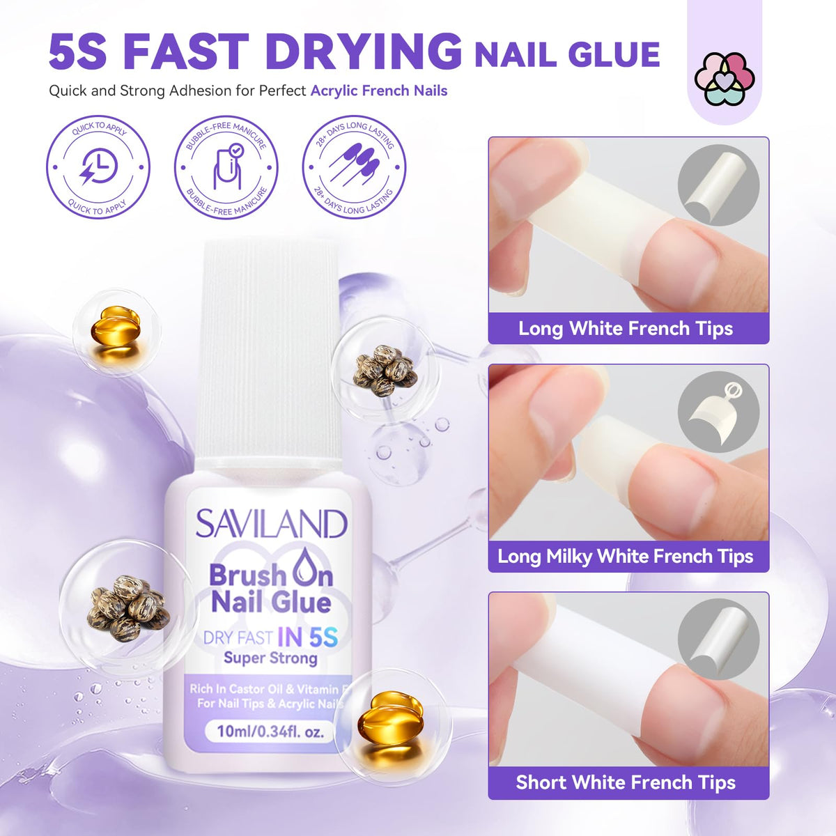 SAVILAND French tips selection showing three styles for customized fits