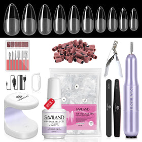 SAVILAND front packaging showing complete almond gel nail kit for easy at-home manicures