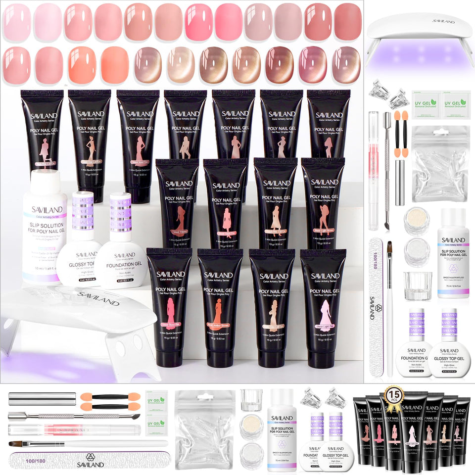 SAVILAND front packaging showing complete poly gel starter kit and tools