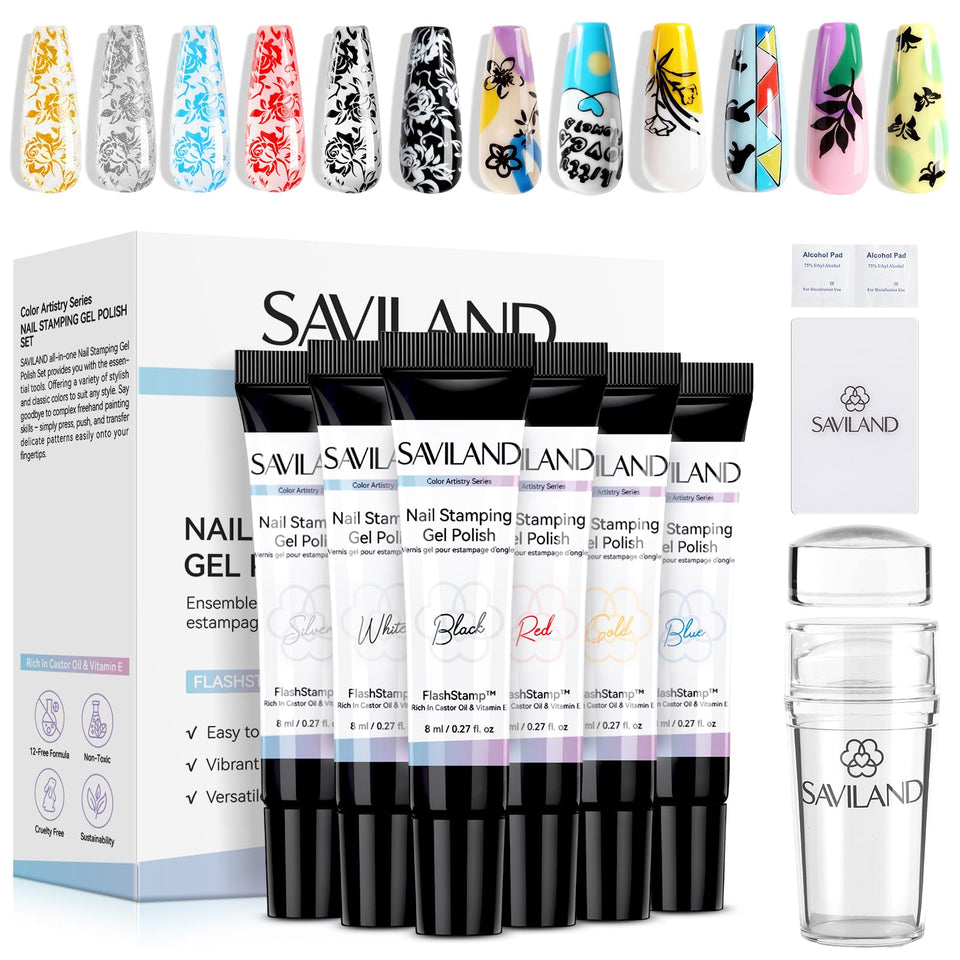 SAVILAND front packaging showing full stamping kit components and convenience