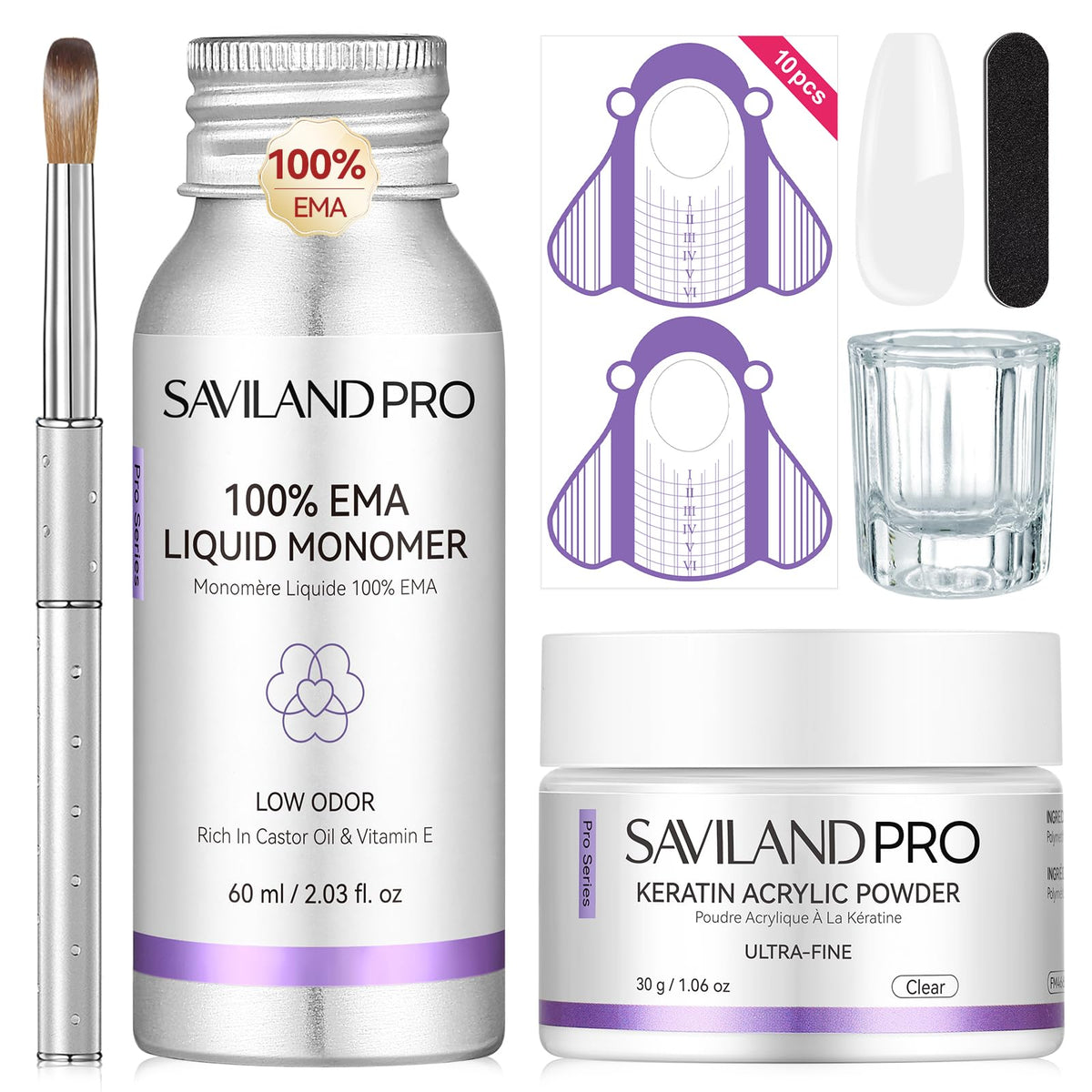 SAVILAND kit front packaging showing complete acrylic system and tools for easy use