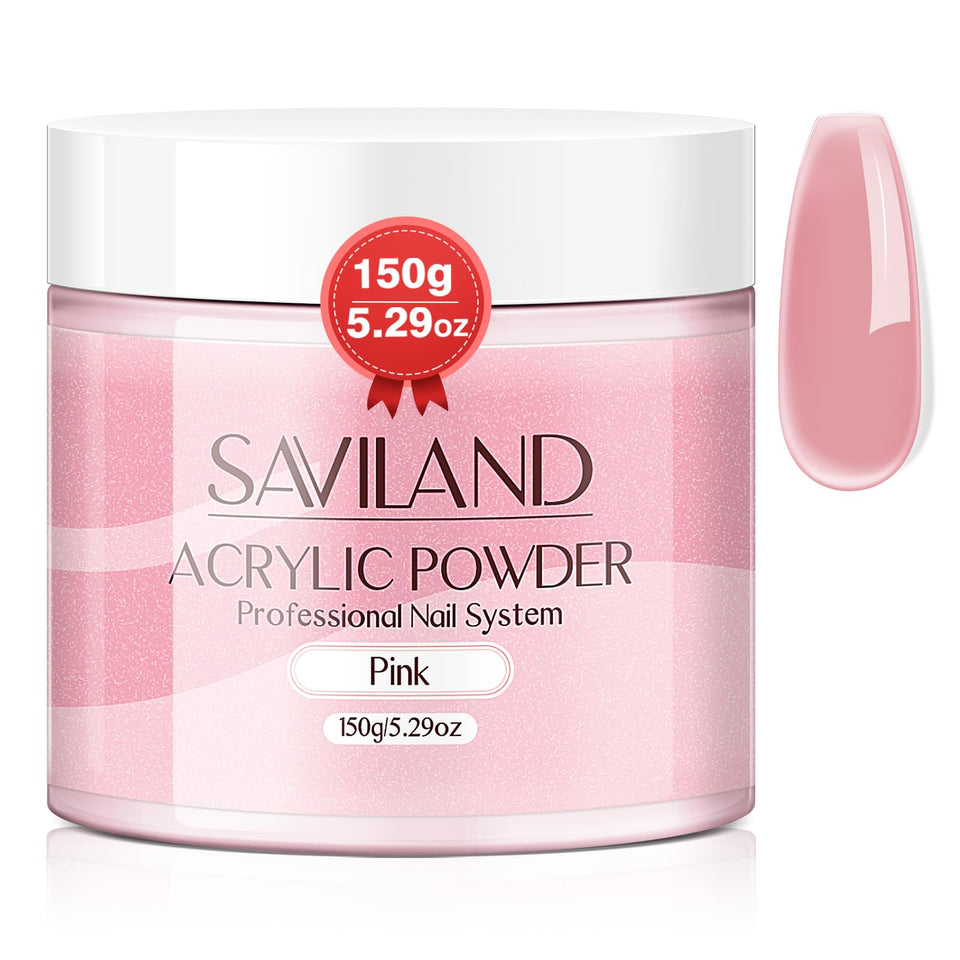 SAVILAND front packaging showing pink acrylic powder and high-volume jar benefit