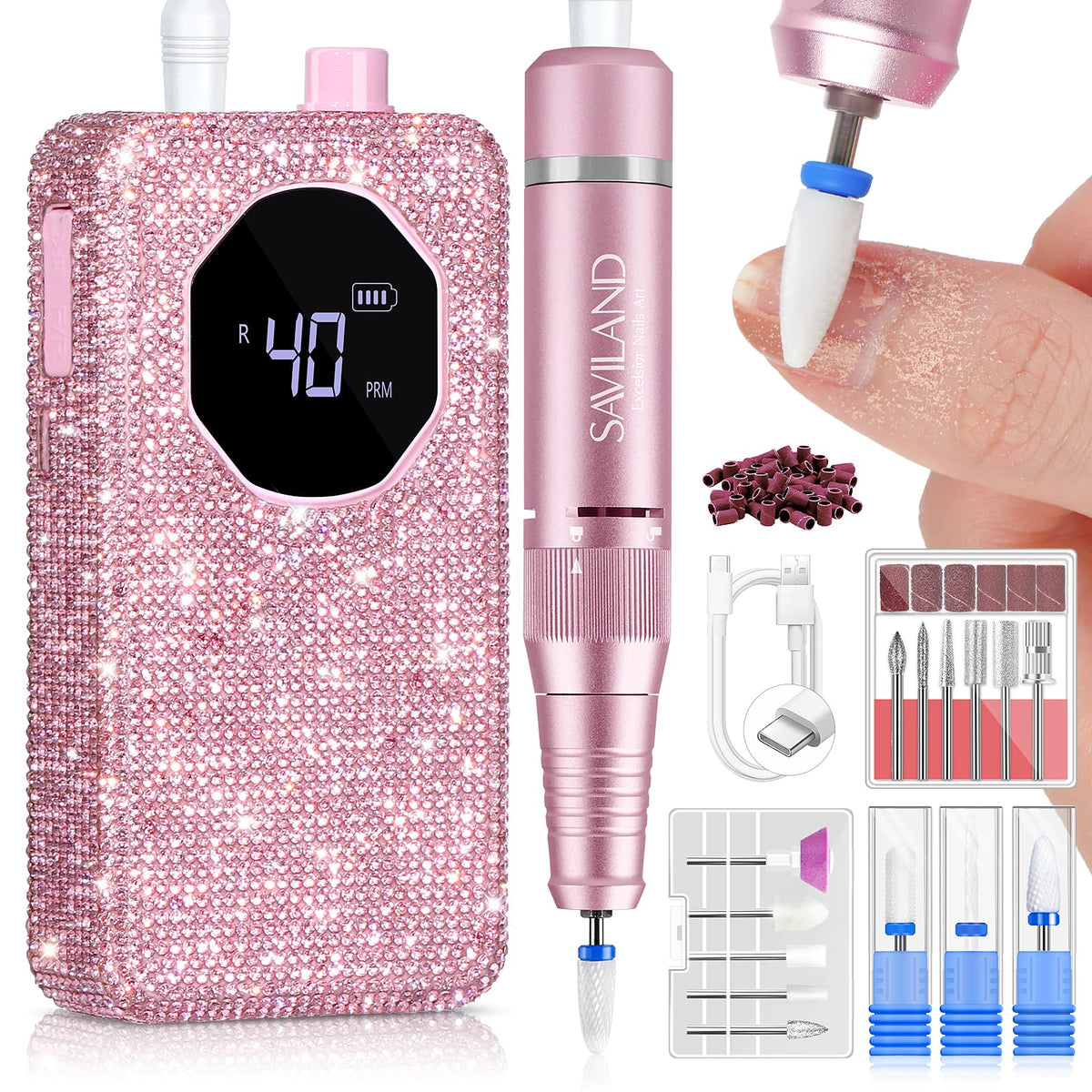 SAVILAND front packaging pink diamond showing kit contents and quick setup benefit