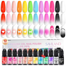 SAVILAND front packaging of 12-color airbrush gel set showing bottles
